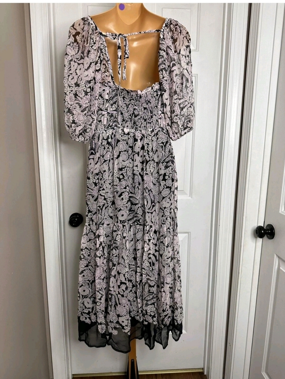 Anthropologie Squareneck Smocked Midi Dress Size S - Picture 6 of 12